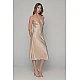 Midi Σατέν Slip Dress ΔΩΡΟ το String   Μπεζ Milena By Paris 003434-Μπεζ