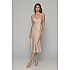 Midi Σατέν Slip Dress ΔΩΡΟ το String   Μπεζ Milena By Paris 003434-Μπεζ