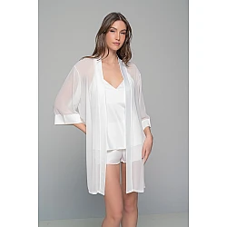 Νυφικό Σετ με Σατέν Babydoll και Ρόμπα Μουσελίνα   Ιβουάρ Milena By Paris Set4176_5365-Ιβουάρ