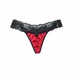 Plus Size String Βελούδο με Δαντέλα   Ρουμπινί Milena By Paris 007681-Ρουμπινί