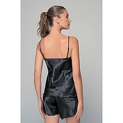 Σατεν Babydoll με Σορτς  Μαύρο Milena By Paris 004194-Μαύρο