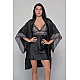 Σατέν Σετ Νυχτικό και Ρόμπα   Μαύρο Milena By Paris Set3446_5422-Μαύρο