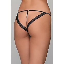Σατέν String – Μπλε μάυρο Milena By Paris 007704-Μπλε-μάυρο