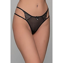 Tanga String Τούλι και Δαντέλα –  Μαύρο Milena By Paris 007712-Μαύρο