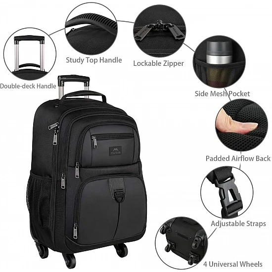 Σακίδιο πλάτης Τροχήλατο 45L Laptop 17” Matein 1212 μαύρο