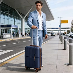 Βαλίτσα σκληρή Newcom N1596 (PP) καμπίνας 56x22x37 cm μπλε