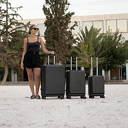 Σετ 3 βαλίτσες Newcom ABS+PC σετ 3 τεμαχίων N1605 55x23,5x34 cm + 67x27x45 cm + 78x31x52 cm dark grey