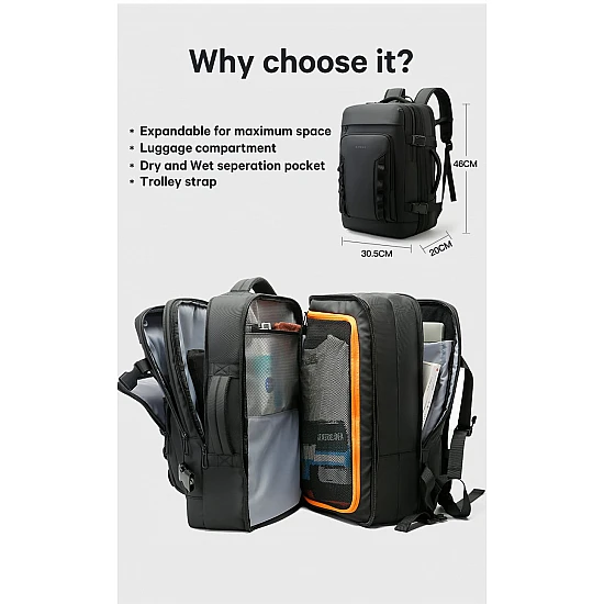 Σακίδιο Ταξιδιού Cabin Size 40L Laptop 17,3” Bange 3055 μαύρο