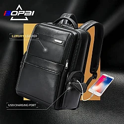 Δερμάτινο Σακίδιο πλάτης 30L 17,3” Bopai 61-121961 μαύρο