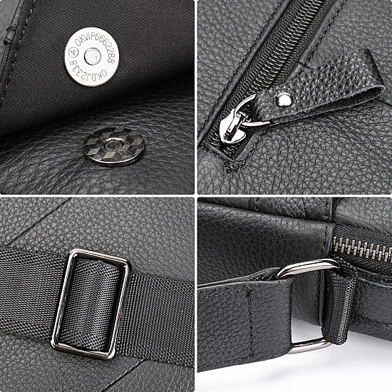 Δερμάτινο τσαντάκι ώμου Cardinal 6109 μαύρο