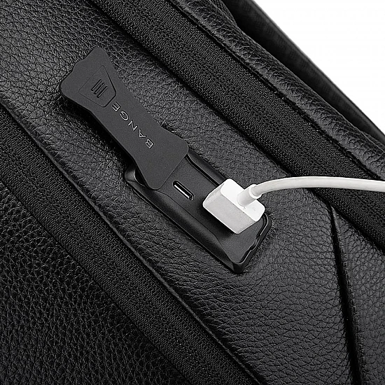 Δερμάτινο Σακίδιο πλάτης 24L Laptop 15,6” Bange 6623 μαύρο
