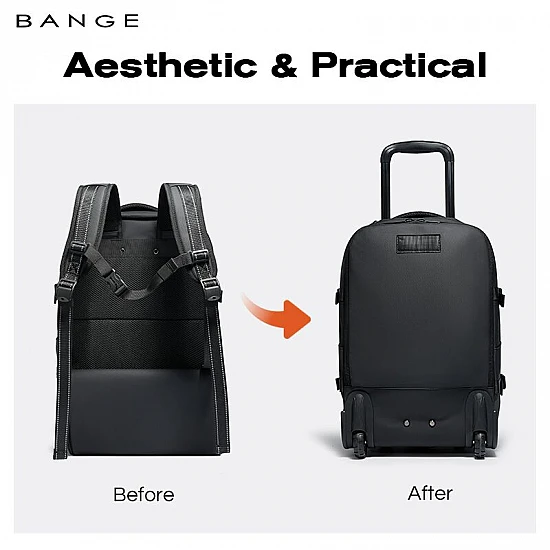 2 σε 1 Σακίδιο Πλάτης & Τροχήλατη Τσάντα Bange 8150 μαύρο
