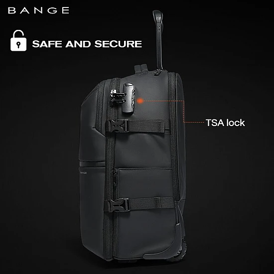 2 σε 1 Σακίδιο Πλάτης & Τροχήλατη Τσάντα Bange 8150 μαύρο