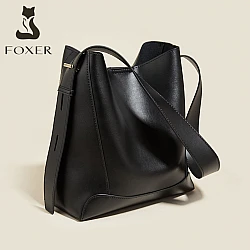 Δερμάτινη Γυναικεία Τσάντα ‘Ωμου Foxer 9136015F μαύρο