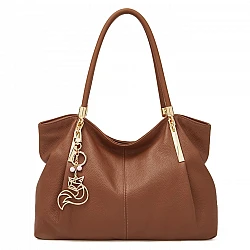 Δερμάτινη Γυναικεία Τσάντα Shopper ‘Ωμου Foxer 958136F καφέ
