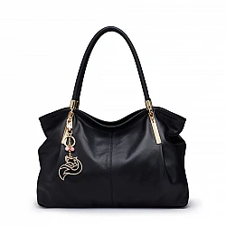 Δερμάτινη Γυναικεία Τσάντα Shopper ‘Ωμου Foxer 958136F μαύρο