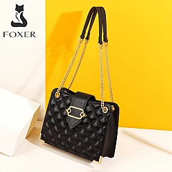 Δερμάτινη Γυναικεία Τσάντα Χιαστί Foxer 985040F μαύρο