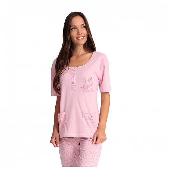 Γυναικεία Καλοκαιρινή πiζάμα Homewear Πατιλέτα Capri Παντελόνι Lydia Creation 23008 ΡΟΖ 