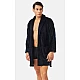Ανδρική Ρόμπα Χειμερινή Σταυρωτή  με Ζώνη Fleece Minerva 96-71212-100 ΜΠΛΕ