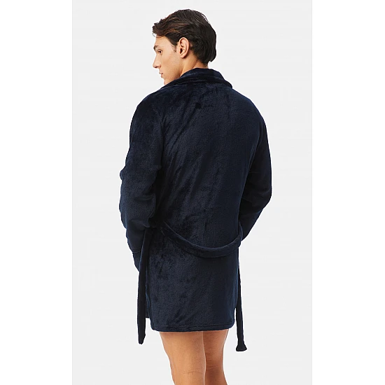 Ανδρική Ρόμπα Χειμερινή Σταυρωτή  με Ζώνη Fleece Minerva 96-71212-606 ΧΑΚΙ