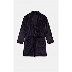 Ανδρική Ρόμπα Χειμερινή Σταυρωτή  με Ζώνη Fleece Minerva 96-71212-100 ΜΠΛΕ