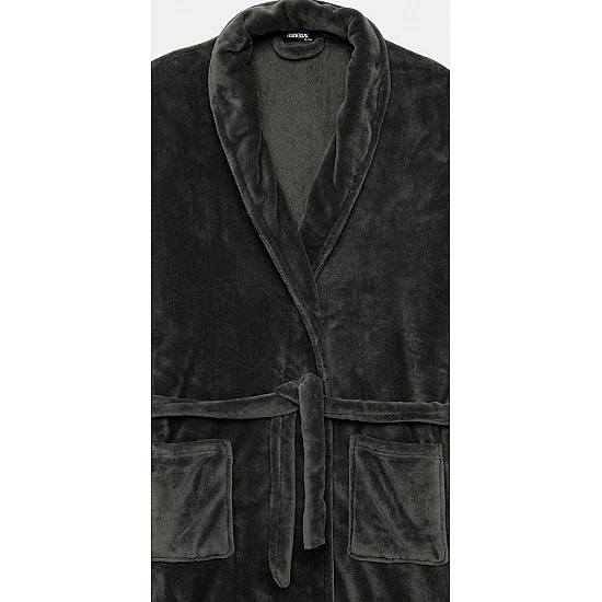 Ανδρική Ρόμπα Χειμερινή Σταυρωτή  με Ζώνη Fleece Minerva 96-71212-606 ΧΑΚΙ