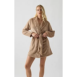 Γυναικεία Ρόμπα Χειμερινή Fleece με Ζώνη Minerva 96-52701-103 ΜΠΕΖ