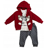 Παιδική Φόρμα Αγόρι Set 3 τεμάχια Ζακέτα-Μπλούζα-Παντελόνι FUNKY 222-817115-1 Νο 6-24 μηνών Κόκκινο/εκρού/Γκρί