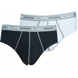 Ανδρικά Σλίπ SLOGGI MEN MIDI START 10050546-M013  2 PACK μαύρο γκρι