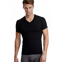 Ανδρική Φανέλα Μπλούζα T-SHIRT BAMBOO Κοντό Μανίκι Λαιμόκοψη V Walk W1991-02 Μαύρο