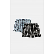 Ανδρικό εσώρουχο Boxer Καρό Ποπλίνα 2 Pack Minerva 96-23074-63 BLACK-CIEL