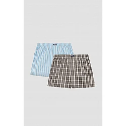 Ανδρικό εσώρουχο Boxer Καρό Ποπλίνα 2 Pack Minerva 96-23074-75 GREY BLUE STIPE