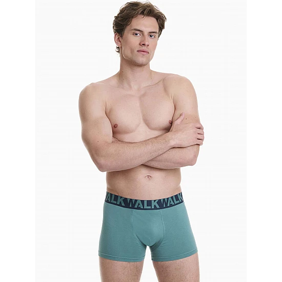 Ανδρικό βαμβακερό εσώρουχο Boxer 2Pack εξωτερικό λάστιχο Walk W1755-1-0374 ΜΠΛΕ ΣΜΑΡΑΓΔΙ