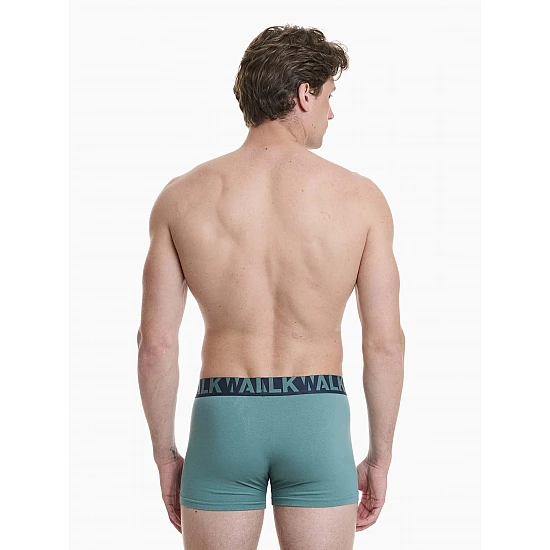 Ανδρικό βαμβακερό εσώρουχο Boxer 2Pack εξωτερικό λάστιχο Walk W1755-1-0374 ΜΠΛΕ ΣΜΑΡΑΓΔΙ