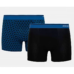 Ανδρικό Εσώρουχο Boxer βαμβακερό 2Pack Mengear Regular Hexagon Minerva 96-29451-300 BLACK ROYAL BLUE