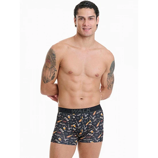 Ανδρικό βαμβακερό εσώρουχο με σχέδιο Boxer Walk W1754-10 ΜΑΥΡΟ
