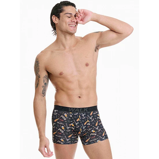 Ανδρικό βαμβακερό εσώρουχο με σχέδιο Boxer Walk W1754-10 ΜΑΥΡΟ