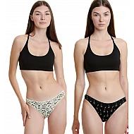 Γυναικείο εσώρουχο 2Pack Bamboo Brazilian WALK W2011-66 Μαύρο-Μπεζ