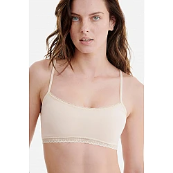 Γυναικείο μπουστάκι crop top bra Bamboo με δαντέλα Walk W2211-19 Μπεζ ανοιχτό