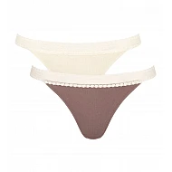 Γυναικείο Eσώρουχο 2PACK Βαμβακερό ριπ Sloggi GO RIBBED TANGA 10213088-M003 ΜΠΕΖ ΚΑΦΕ