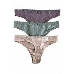 Γυναικείο Σλιπ String Viscose 3Pack IDER 3082-1-3P ΓΡΑΦΙΤΗΣ-ΜΠΕΖ-ΜΕΝΤΑ