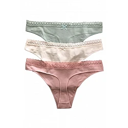 Γυναικείο Σλιπ String Thong Βαμβακερό Λάστιχο Δαντέλας 3Pack IDER 3079-1-3P ΕΚΡΟΥ-ΦΥΣΤΙΚΙ-ΣΑΠΙΟ ΜΗΛΟ