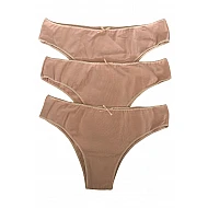 Γυναικείο Σλιπ Βαμβακερό Brazilian Δεν Διαγράφει 3Pack IDER 3084-3P ΜΠΕΖ
