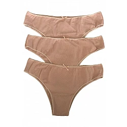 Γυναικείο Σλιπ Βαμβακερό Brazilian Δεν Διαγράφει 3Pack IDER 3084-3P ΜΠΕΖ