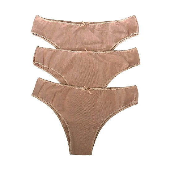 Γυναικείο Σλιπ Βαμβακερό Brazilian Δεν Διαγράφει 3Pack IDER 3084-3P ΜΠΕΖ