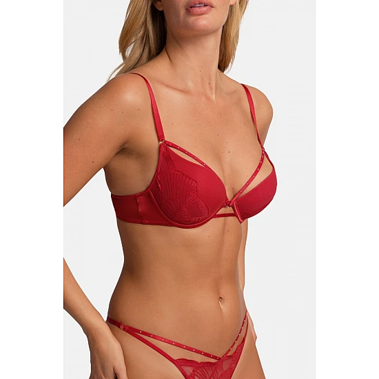 Σουτιέν Ενίσχυση Μπανέλα Βαθύ Ντεκολτέ 3/4 ADELINA PUSH UP PLUNGE CUP B Dorina FXPG0023LA165-RD0035 ΚΟΚΚΙΝΟ