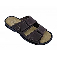 Ανδρική δερμάτινη παντόφλα Αυτοκόλλητα (velcro) Αναπαυτική BELLA-A34 Καφέ