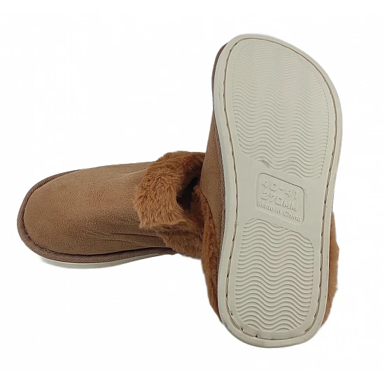 Γυναικεία Παντόφλα Χειμερινή Ραμμένη ADAM'S 903-25503 ΚΑΜΕΛ