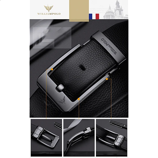 Ανδρική Ζώνη Δερμάτινη William Polo 20030 Black - 1-15cm