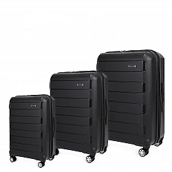 Σετ 3 βαλίτσες Newcom N1312 PC σετ 3 τεμαχίων 50x22x36 cm + 61x25x43 cm + 71x29x50 cm μαύρο